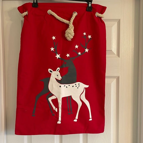 None Holiday New Set Of Large Canvas Christmas Reindeer Gift Bags